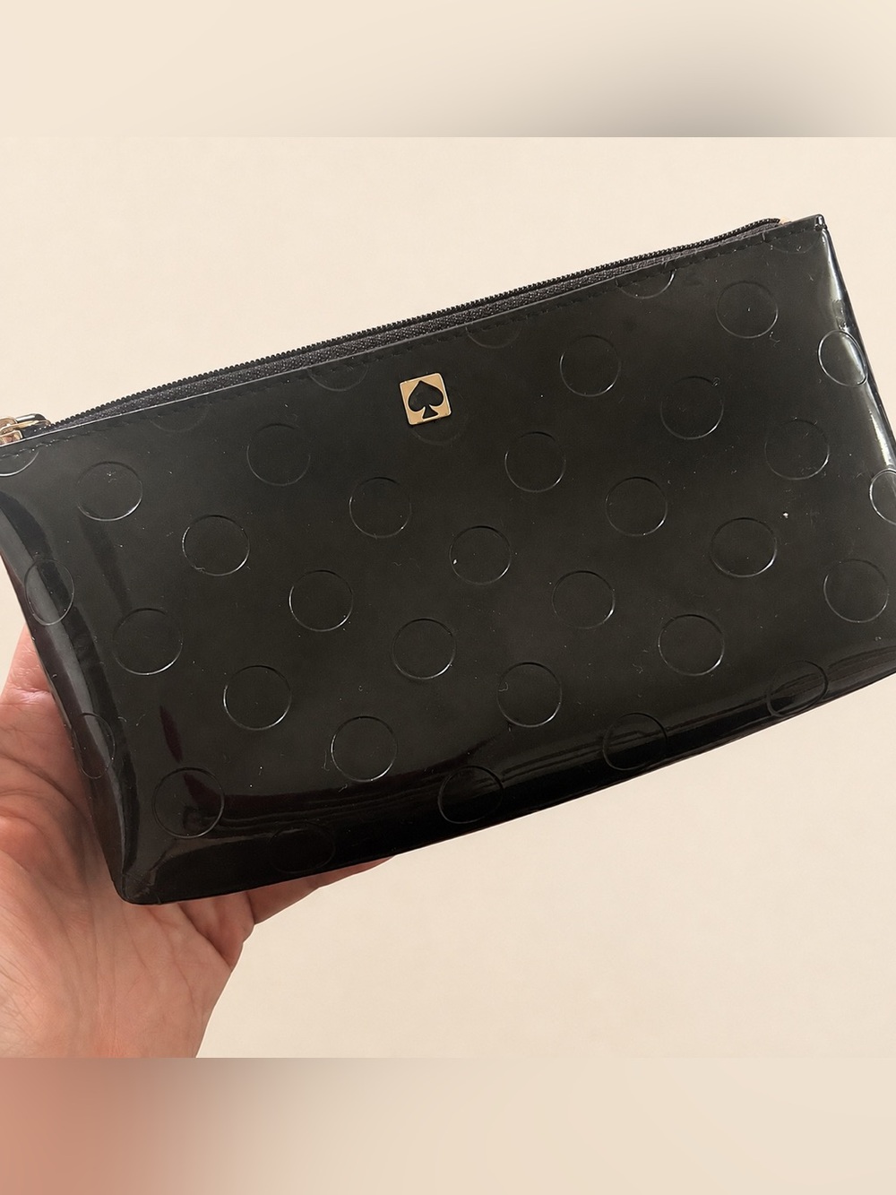 KATE SPADE Patent Black Zip Pouch EUC